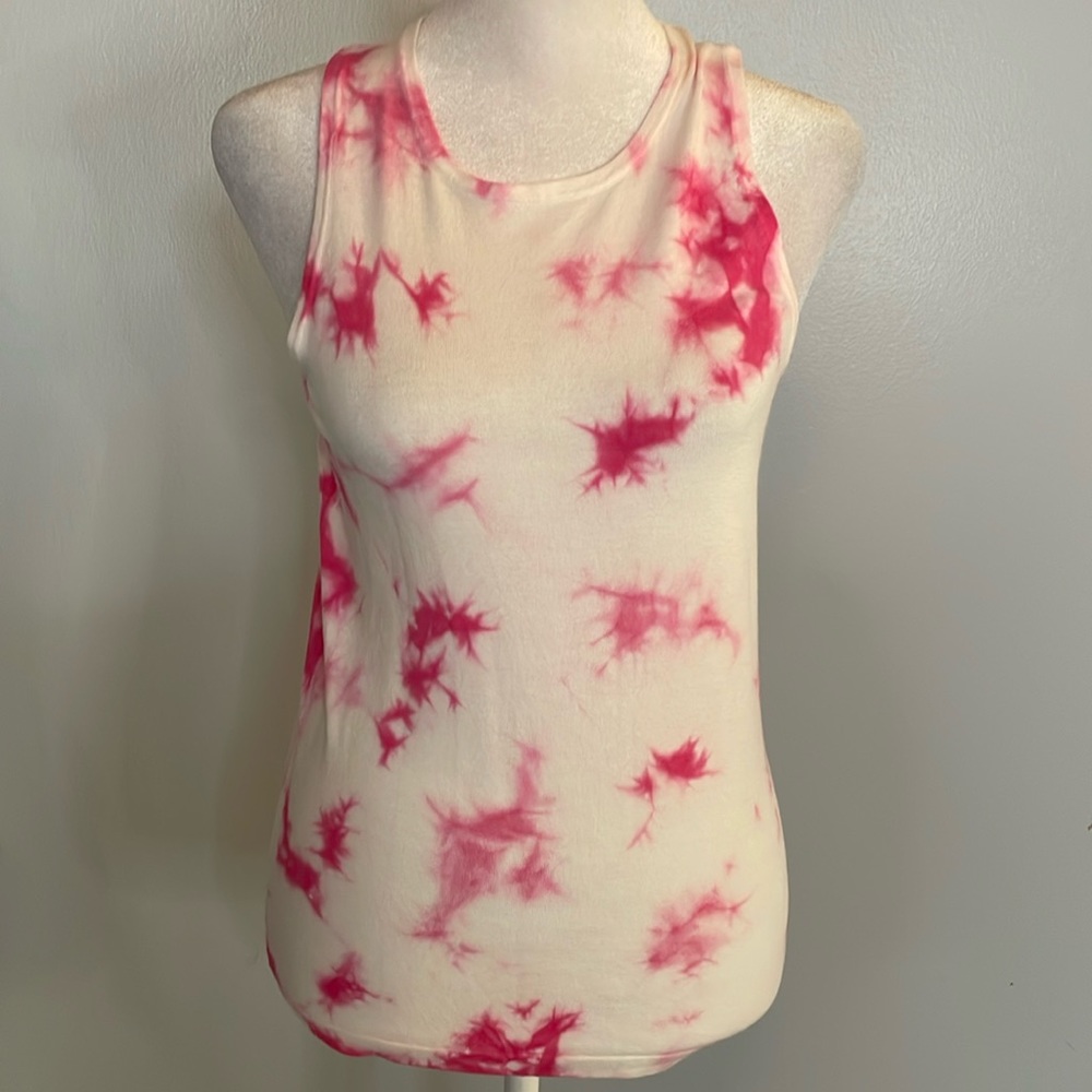 [MINNIE ROSE] Pink/White Tye Dye Sleeveless Top - Size Medium